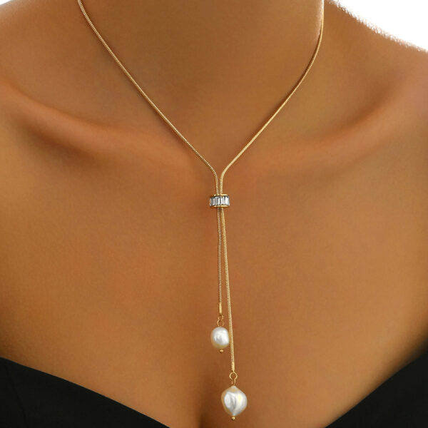 Lxalry Golden Electroplated Iron Dual Pendant Necklace, Adjustable Layered Chain Jewelry For Women, Handmade Lightweight Gift For Everyday Elegance & Special Occasions - Image 2