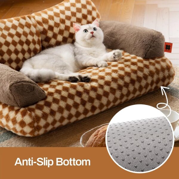 MEWOOFUN Cat Bed For Indoor Cats, Washable Dog Beds For Small Medium Dogs & Cats, Fluffy Cat Couch With Non Slip Bottom, 26x19x13 Inch Brown, 26.0 L X 19.0 W X13.0 Th - Image 2