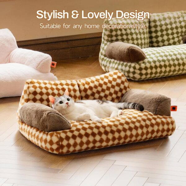 MEWOOFUN Cat Bed For Indoor Cats, Washable Dog Beds For Small Medium Dogs & Cats, Fluffy Cat Couch With Non Slip Bottom, 26x19x13 Inch Brown, 26.0 L X 19.0 W X13.0 Th - Image 7