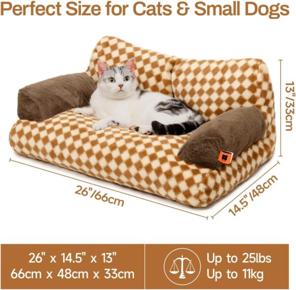 MEWOOFUN Cat Bed For Indoor Cats, Washable Dog Beds For Small Medium Dogs & Cats, Fluffy Cat Couch With Non Slip Bottom, 26x19x13 Inch Brown, 26.0 L X 19.0 W X13.0 Th - Image 3