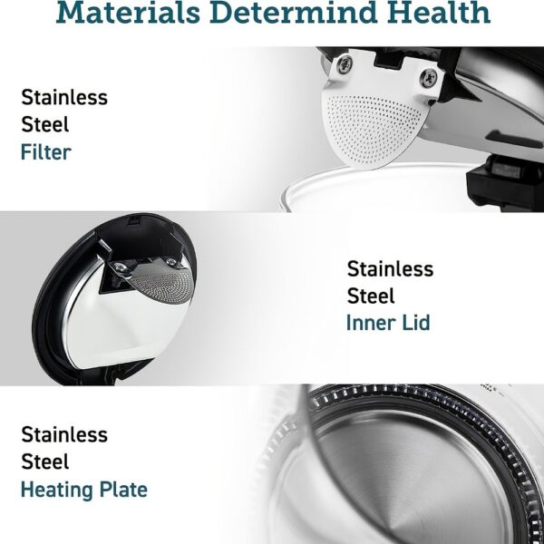 Electric Kettle With Stainless Steel Filter And Inner Lid, 1200W Wide Opening 1.7L Glass Tea Kettle & Hot Water Boiler Black - Image 4