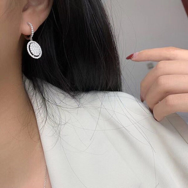 White Gold Plated All-match Oval Earrings - Image 3