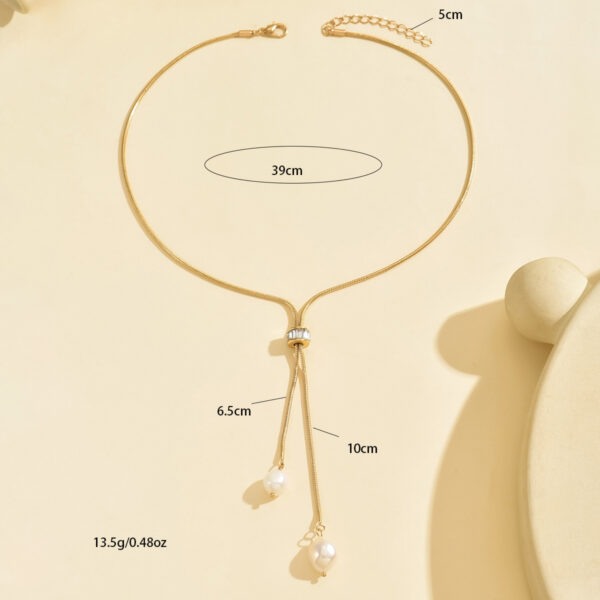 Lxalry Golden Electroplated Iron Dual Pendant Necklace, Adjustable Layered Chain Jewelry For Women, Handmade Lightweight Gift For Everyday Elegance & Special Occasions - Image 3