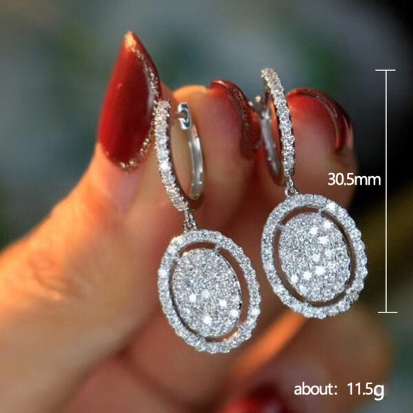 White Gold Plated All-match Oval Earrings - Image 4