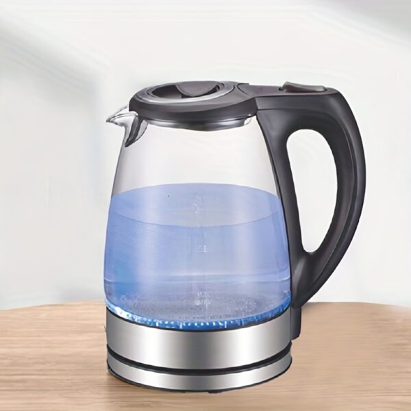 Electric Kettle With Stainless Steel Filter And Inner Lid, 1200W Wide Opening 1.7L Glass Tea Kettle & Hot Water Boiler Black - Image 5