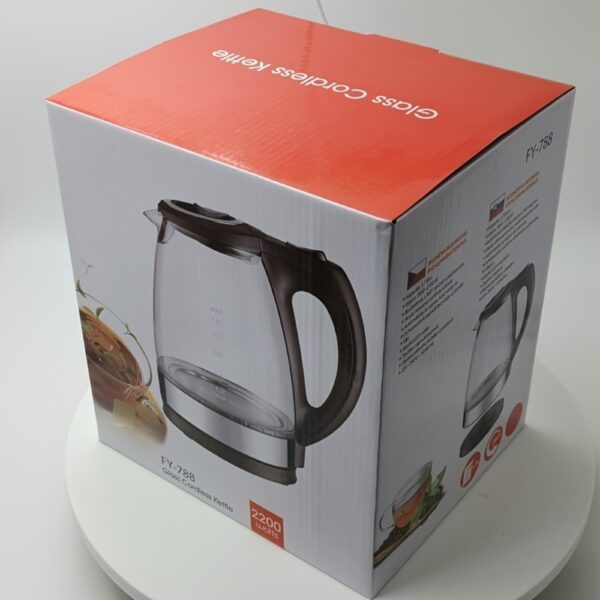 Electric Kettle With Stainless Steel Filter And Inner Lid, 1200W Wide Opening 1.7L Glass Tea Kettle & Hot Water Boiler Black - Image 2