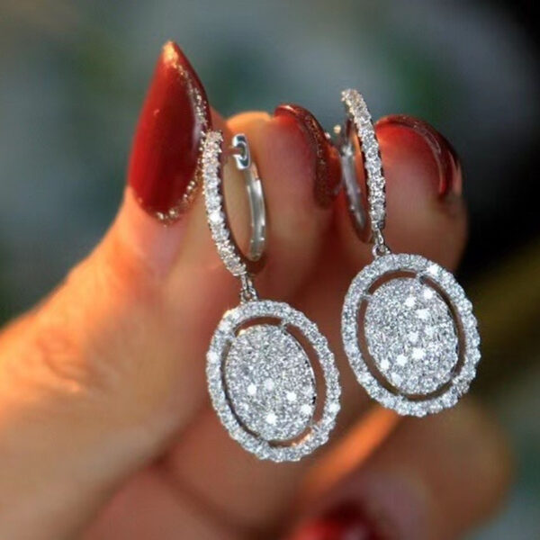 White Gold Plated All-match Oval Earrings - Image 2