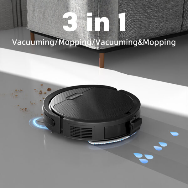 Robot Vacuum And Mop, 3 In 1 Combo Cleaner For Home With Pet Hair And Hard Floor, 5000Pa Suction, 120 Mins Run Time,Self-Charging,Super Thin Body - Image 7