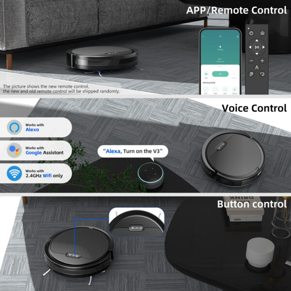 Robot Vacuum And Mop, 3 In 1 Combo Cleaner For Home With Pet Hair And Hard Floor, 5000Pa Suction, 120 Mins Run Time,Self-Charging,Super Thin Body - Image 4