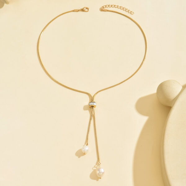 Lxalry Golden Electroplated Iron Dual Pendant Necklace, Adjustable Layered Chain Jewelry For Women, Handmade Lightweight Gift For Everyday Elegance & Special Occasions - Image 5
